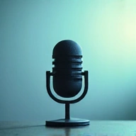Icona di un microfono su uno sfondo colorato, che simboleggia un podcast.