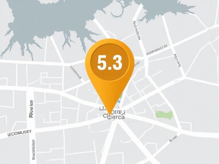 Una mappa stilizzata di Kiev con un segnaposto che indica ул. Дегтярная, 5-7.