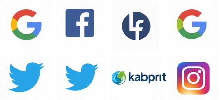 Icone di servizi di terze parti come Google, Facebook, Twitter